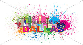 Dallas Skyline Paint Splatter Color Illustration
