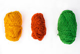 Colored Yarn Centered on White Backdrop