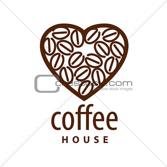 vector logo coffee beans in the shape of heart