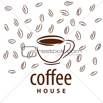vector logo cup and coffee beans