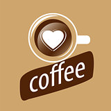vector logo cup of coffee and heart