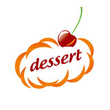vector logo dessert clouds and cherry