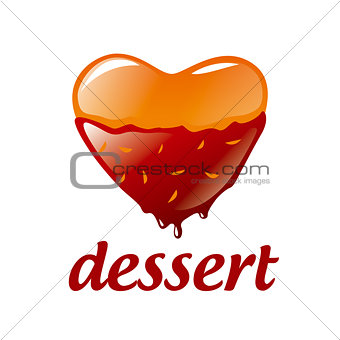 vector logo heart-shaped dessert with chocolate