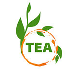 vector logo imprint tea and green leaves
