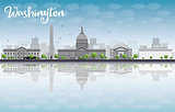 Washington DC city skyline with cloud and blue sky