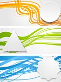 Abstract wavy banners with geometric labels