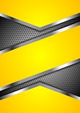 Abstract yellow perforated background with metallic design