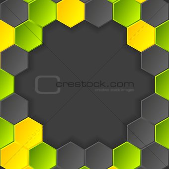 Abstract hi-tech vector dark background with hexagons