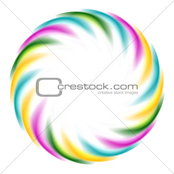 Colorful iridescent round logo on white background