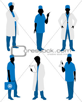 Six doctors silhouettes 