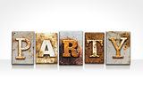 Party Letterpress Concept Isolated on White