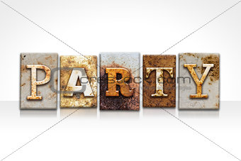 Party Letterpress Concept Isolated on White