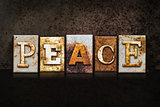 Peace Letterpress Concept on Dark Background