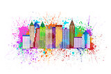 Atlanta Skyline Paint Splatter Color Illustration