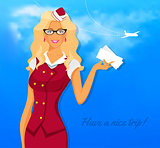 Girl in stewardess uniform