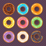 Colorful donuts sweet set