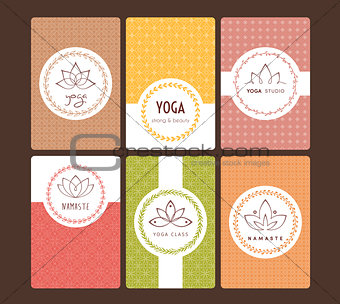 Set of logos and patterns for a yoga studio
