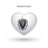 Love Massachusetts state symbol. Heart flag icon.
