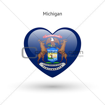 Love Michigan state symbol. Heart flag icon.