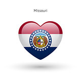 Love Missouri state symbol. Heart flag icon.
