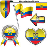 Glossy icons with flag of Ecuador