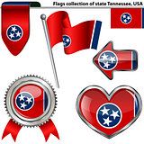 Glossy icons with flag of Tennessee, USA