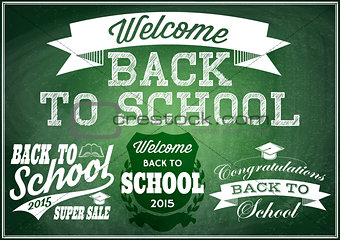 set  vector patterns for back to school on green blackboard