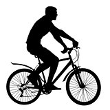 Silhouette of a cyclist male.  vector illustration.