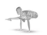 3D female figure with skeleton in yoga position