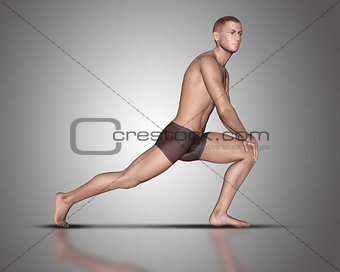 3D male figure in yoga pose
