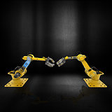 3D robot arms on a grunge metallic background