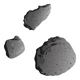 Asteroids, isolated on white