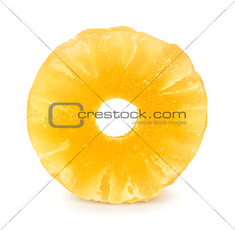 dry piece of pineapple on a white background