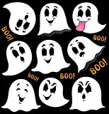 Various ghosts on black background