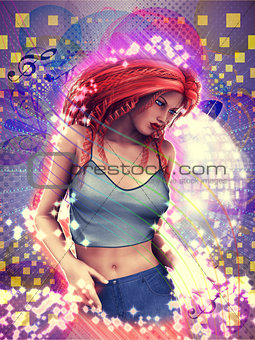 Dancing girl abstract background