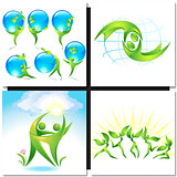 Eco-icon green dancers with tree concept