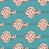 seamless pattern with fish flounder or plaice