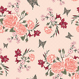 Beautiful Seamless Background with Victorian Roses in Vintage Style