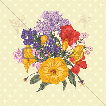 Beautiful Spring and Summer Floral Bouquet for Invitation Card