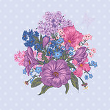 Beautiful Spring and Summer Floral Bouquet for Invitation Card