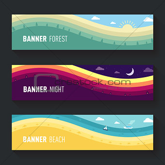 set of landscape scenes banners