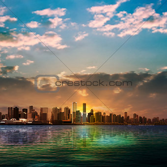 abstract background with silhouette of Vancouver