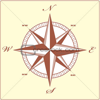 Wind rose compass retro design vector