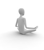 3D white man meditating in Butterfly pose