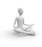 3D white man meditating in Butterfly pose