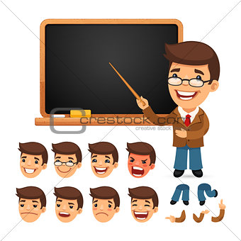 Set of Cartoon Teacher Character for Your Design or Animation