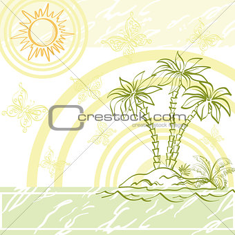 Exotic background, island a with palm