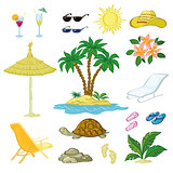 Exotic Set, Palm, Flowers and Beach Objects