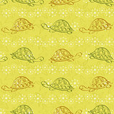 Seamless pattern, turtles and starfishes