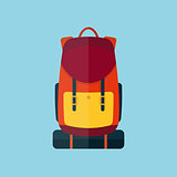 Backpack flat style vector illustration icon